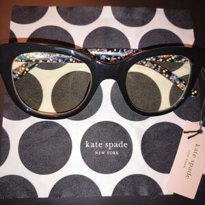 kate spade Black Cat Eye Glasses with Multicolor Confetti Arms